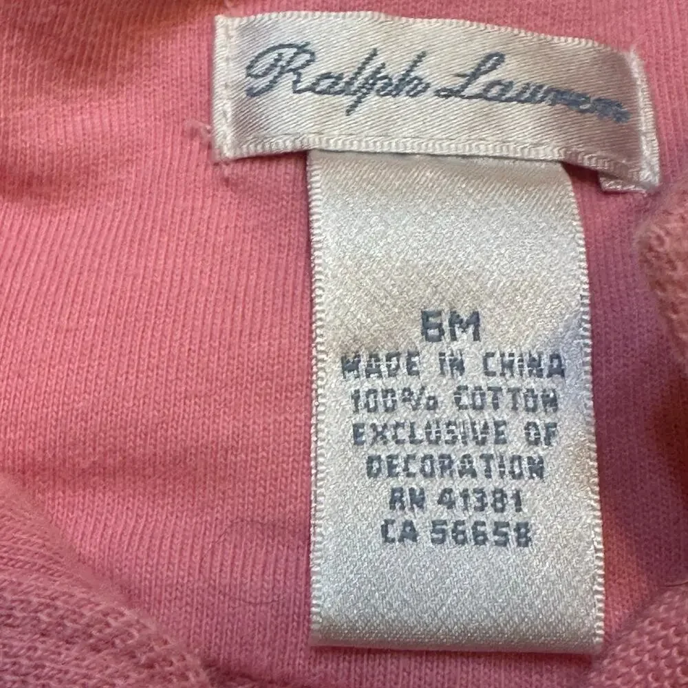 Ralph Lauren Pink Polo Romper sz 6 m Baby Girl Polo Romper